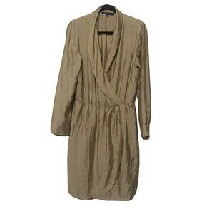 ANNE KLEIN V-neck Faux Wrap Gold Modal/Nylon Blend Dress Size 10 No Belt